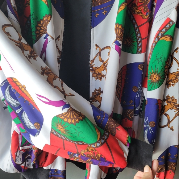 Oscar de la Renta Silk Bomber Jacket Large 80's 90's Hot air balloon RARE VTG - Picture 11 of 15